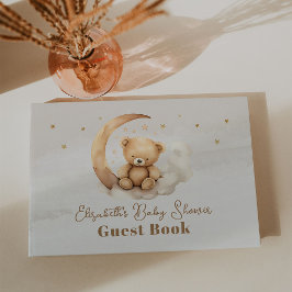Libro De Visitas Baby Shower Neutral Brown Teddy Bear