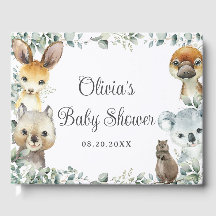 Baby Shower neutral de animales australianos verde