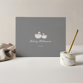 Libro De Visitas Baby Shower neutral de género de cisne minimalista
