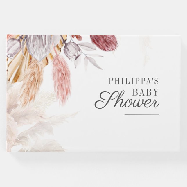 Libro De Visitas Baby Shower Pampas Grass Tan Terracotta (Anverso)