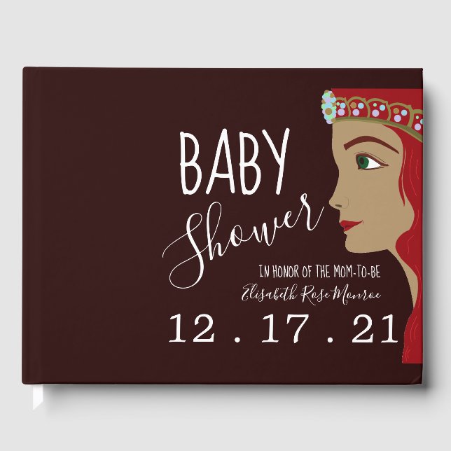 Libro De Visitas Baby Shower Rojo Princesa (Anverso)
