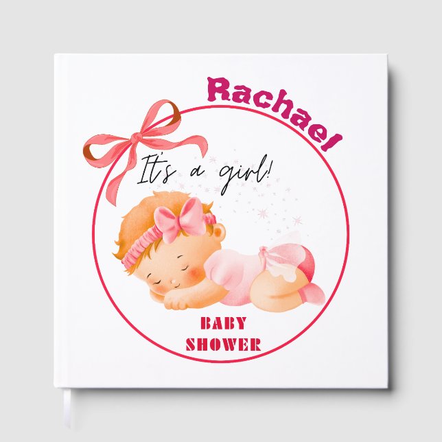 Libro De Visitas Baby Shower Rosa, Baby Shower Niña (Anverso)