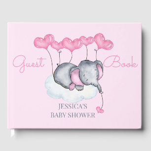 Libro De Visitas Baby Shower rosa elefante chica