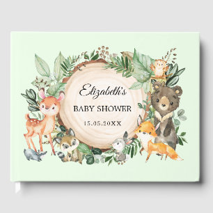 Libro De Visitas Baby Shower Rustic Greenery Woodland Animals