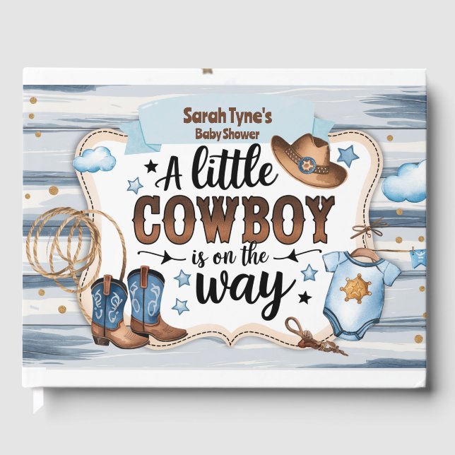 Libro De Visitas Baby Shower Rustic Western Rodeo Boys (Anverso)