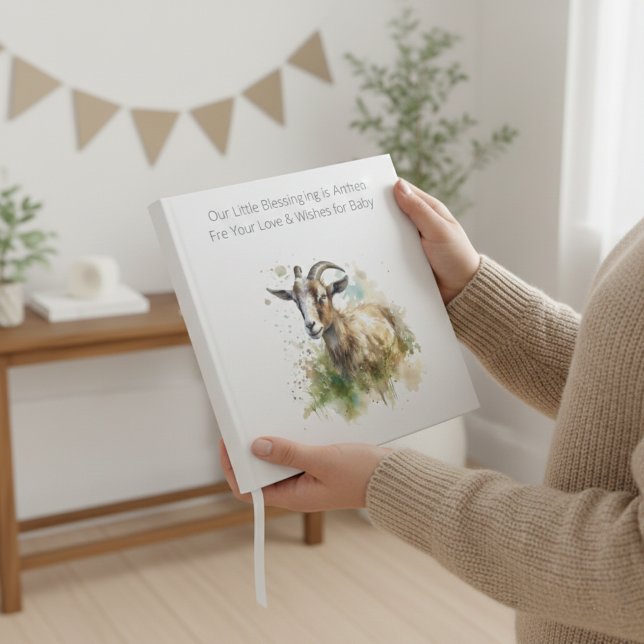 Libro De Visitas Baby Shower Rústico de Acuarela Granja con Cabra (Subido por el creador)
