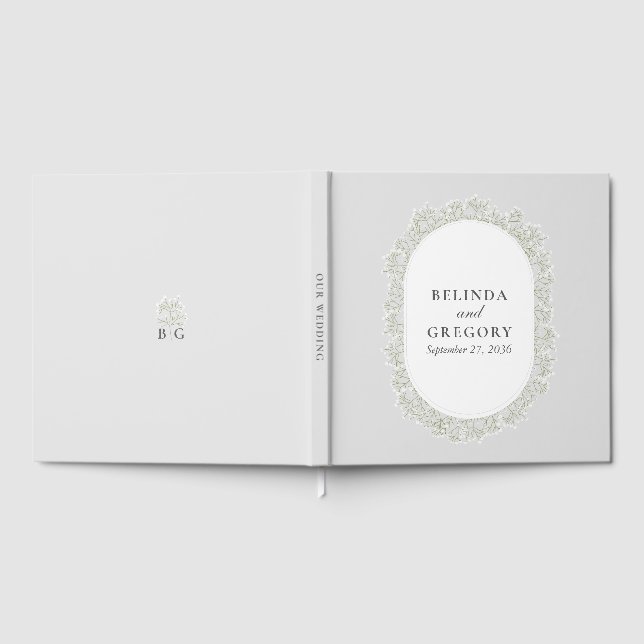 Libro De Visitas Baby's Breath Monogram Gypsophila Floral Wedding (Lleno)
