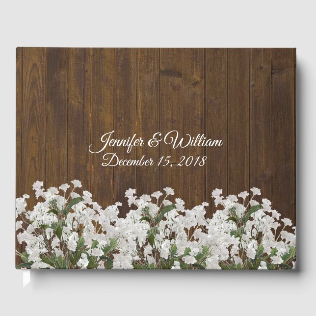 Libro De Visitas Babys Breath Rustic Boda Guest Book (Anverso)