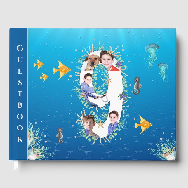 Libro De Visitas Bajo el Collage de fotos Marítimo Gran Noveno Cump (Anverso)