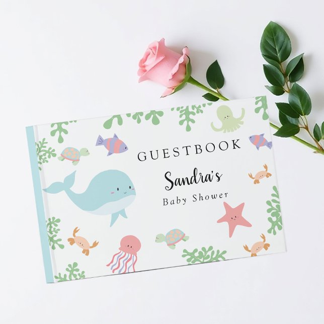 Libro De Visitas Bajo el mar Baby Shower Cute Personalizado Pastel (Subido por el creador)