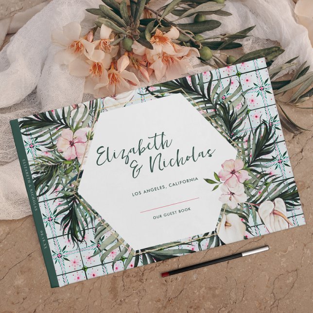 Libro De Visitas Baldosas florales | Boda tropical marroquí (Subido por el creador)