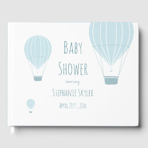 Libro De Visitas Balón azul de aire caliente   Baby Shower Guest Bo