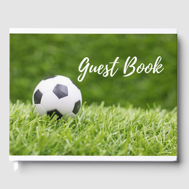 Libro De Visitas Balón de fútbol sobre césped verde (Anverso)