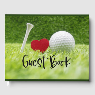 Libro De Visitas Balón de golf y tee sobre césped verde con amor
