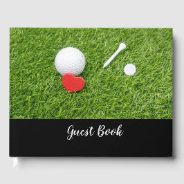 Libro De Visitas Baloncesto de golf con tee y corazón rojo en boda 