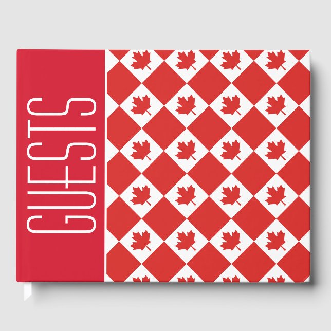 Libro De Visitas BANDERA DE CANADÁ | Hoja de arce | Personalizado | (Anverso)