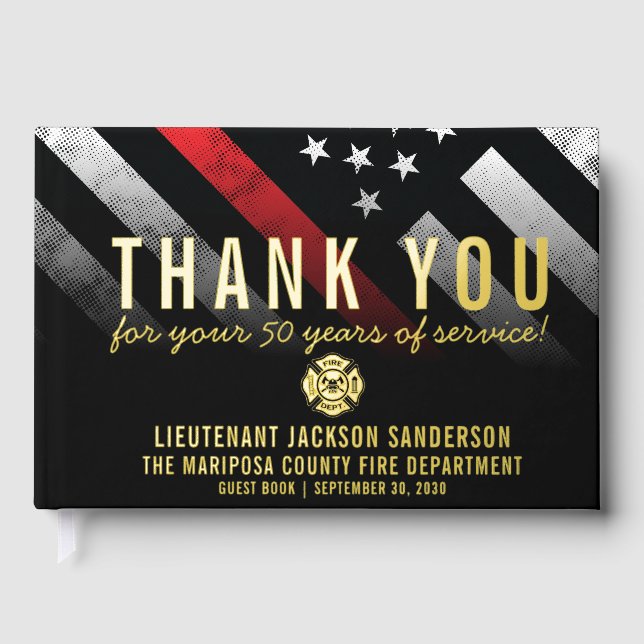 Libro De Visitas Bandera de la línea roja del aniversario de retiro (Anverso)