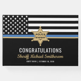 Libro De Visitas Bandera delgada de la línea azul de la policía de 