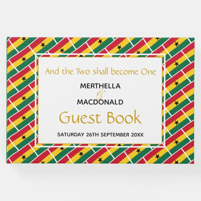 Libro De Visitas BANDERA GHANA Escritura cristiana Boda ghanés (Anverso)