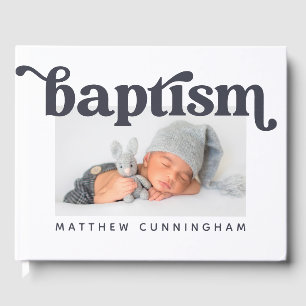 Libro De Visitas Baptismo Moderno Negrita Foto simple Personalizado