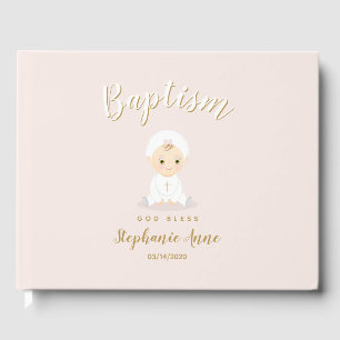 Libro De Visitas Baptismo Niña Bebé con Bonnet