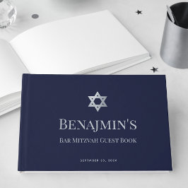 Libro De Visitas Bar Mitzvah Azul Marino Falso Estrella de David de