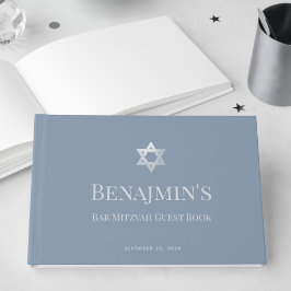 Libro De Visitas Bar Mitzvah Azul Polvoriento Estrella de David de 