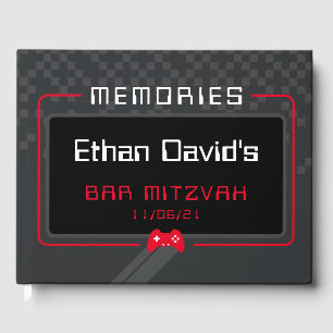 Libro De Visitas BAR MITZVAH BIENVENIDA gamer cool trendy rojo moda