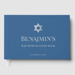 Libro De Visitas Bar Mitzvah Jewish Boy Star of David Classic Blue 