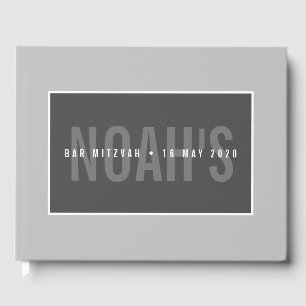 Libro De Visitas BAR MITZVAH niño simple moderno monocromo gris
