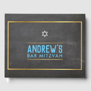 Libro De Visitas BAR MITZVAH tipo negrita inteligente oro gris agua