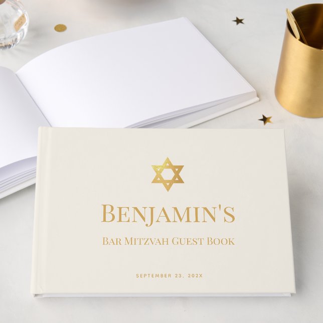 Libro De Visitas Bar o Bat Mitzvah Estrella de David de marfil y fa (Subido por el creador)