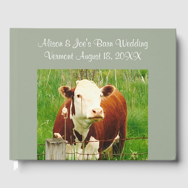 Libro de visitas Barn Boda Cow Couple (Nombres) (Anverso)