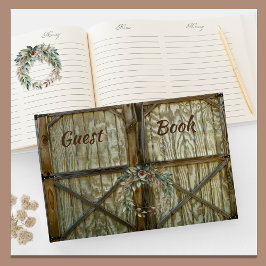Libro De Visitas Barn Door y Rosa Floral Guest Book