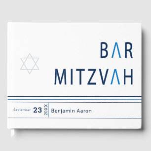 Libro De Visitas Barra azul barra moderna Mitzvah