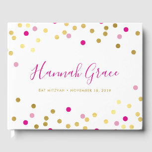 Libro De Visitas BAT MITZVAH bonito glam confetti spot oro rosa