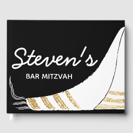 Libro De Visitas Bat or Bar Mitzvah Fiesta Black Gold Guest Book