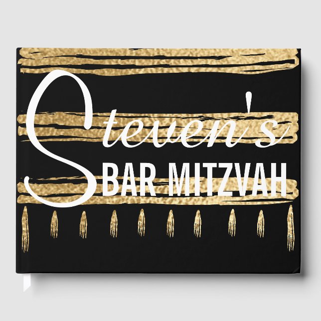 Libro De Visitas Bat or Bar Mitzvah Fiesta Gold Tallit (Anverso)