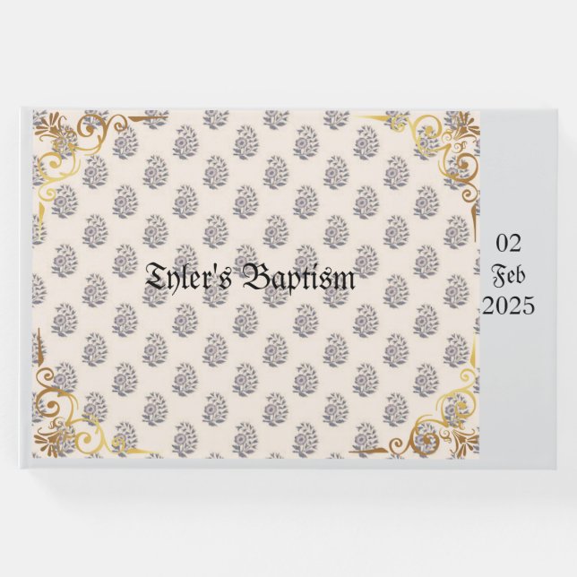 Libro De Visitas Bautismo clásico y ornato, personalizable (Anverso)