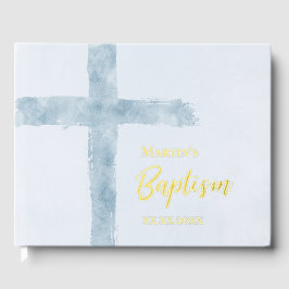 Libro De Visitas bautismo cruzado azul