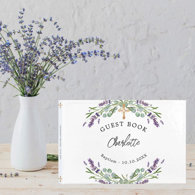 Libro De Visitas Bautismo lavender violet floretes eucalipto (Subido por el creador)