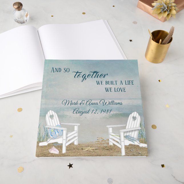 Libro De Visitas Beach Chairs Wedding Vow Renewal (Anverso Abierto)