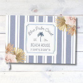 Libro De Visitas Beach House Blue Stripes Coastal Boho Farmhouse