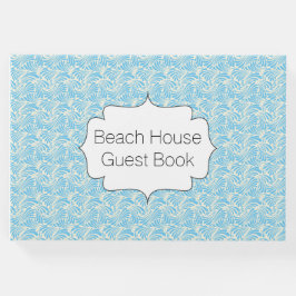 Libro De Visitas Beach House Guest Book Patrón de onda azul moderno
