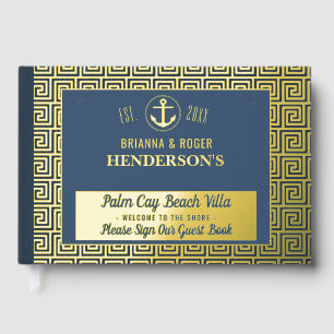 Libro De Visitas Beach House Nautical Key Vacation Rental Gold