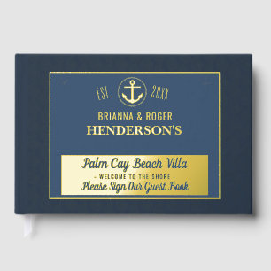 Libro De Visitas Beach House Nautical Shells Vacation Rental Gold