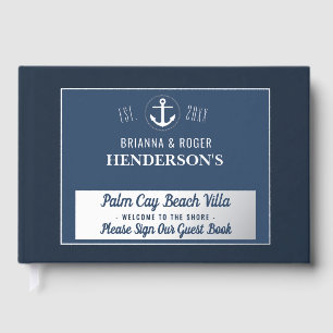 Libro De Visitas Beach House Nautical Shells Vacation Rental Silver