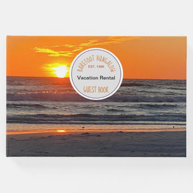 Libro De Visitas Beach House Vacation Rental Sunset Photo (Anverso)
