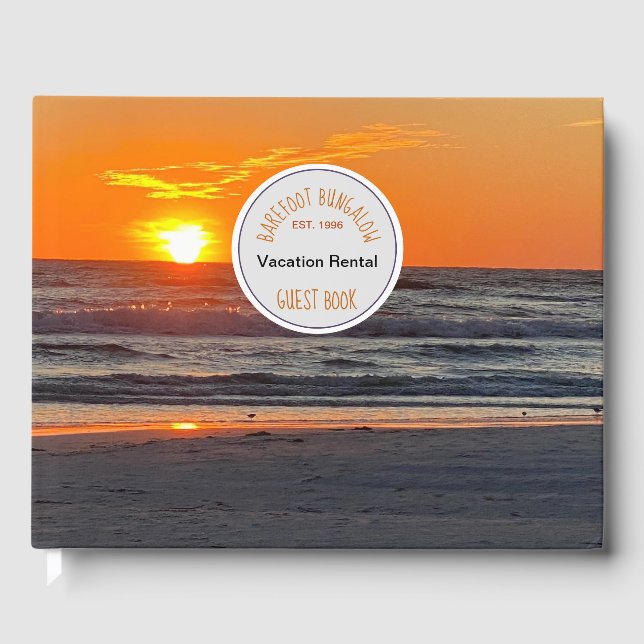 Libro De Visitas Beach House Vacation Rental Sunset Photo (Anverso)