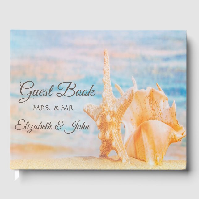 Libro De Visitas Beach, Seastar, Seashell Boda (Anverso)
